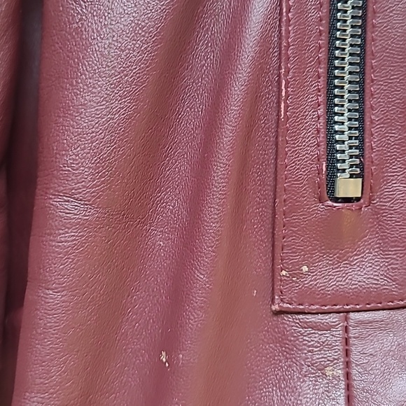 Reformation Biker Leather Jacket Berry/Burgundy - Picture 9 of 12